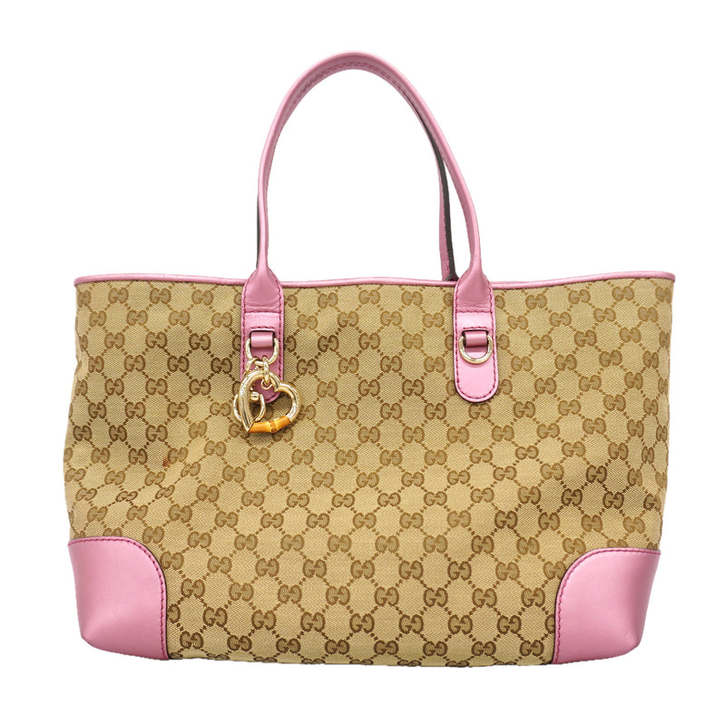 【6id4884】グッチ トートバッグ GGキャンバス 269956 キャンバス ブラウン ピンク シャンパンゴールド金具【中古】レディース