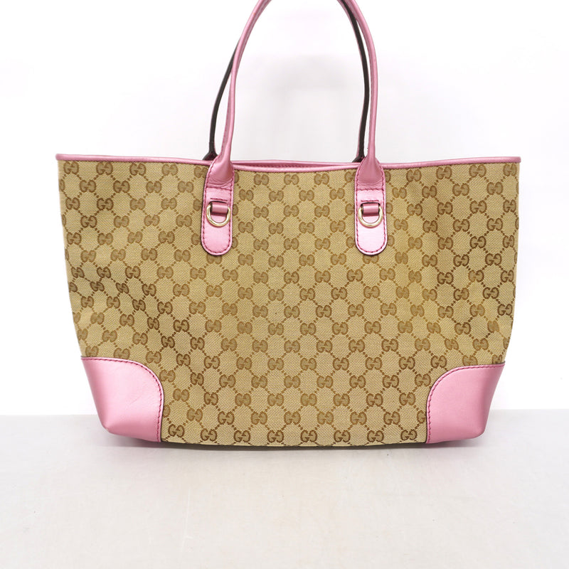 【6id4884】グッチ トートバッグ GGキャンバス 269956 キャンバス ブラウン ピンク シャンパンゴールド金具【中古】レディース