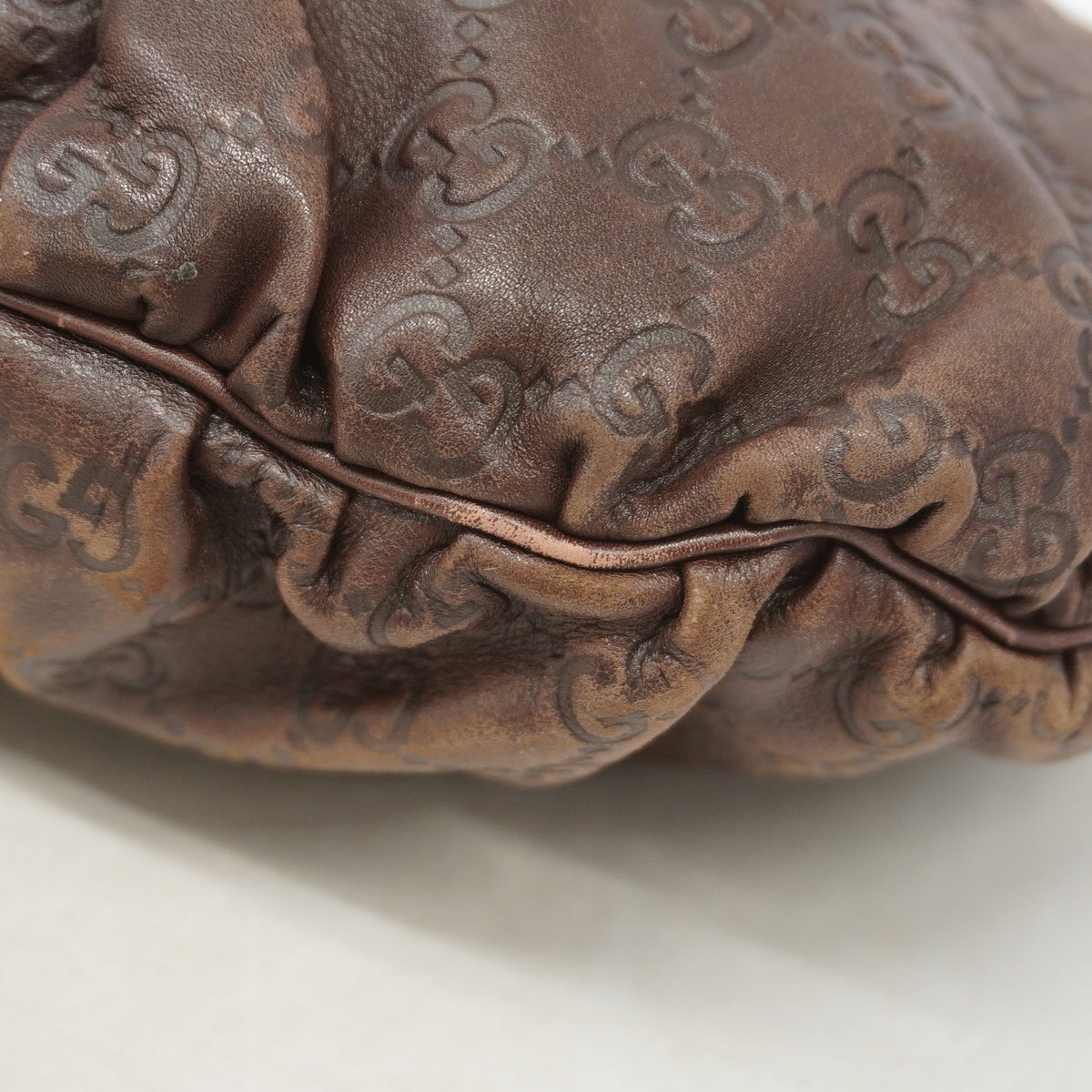 【6id4886】グッチ ハンドバッグ グッチシマ 197016 レザー ブラウン シャンパンゴールド金具 2wayバッグ【中古】レディース