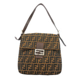 ★在庫処分★最終価格★SALE【6id4889】フェンディ ショルダーバッグ ズッカ ナイロンキャンバス ブラウン シルバー金具【中古】レディース