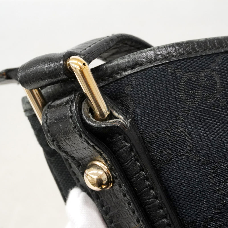【6id4910】グッチ ショルダーバッグ GGキャンバス 144388 キャンバス ブラック シャンパンゴールド金具【中古】レディース