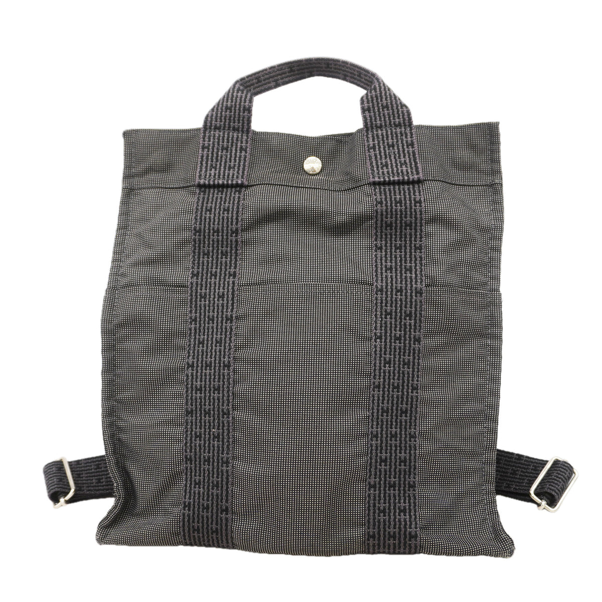 【6id4953】エルメス リュック・デイパック エールラインサックアドPM ナイロン グレー シルバー金具【中古】レディース