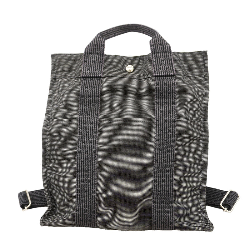 【6id4953】エルメス リュック・デイパック エールラインサックアドPM ナイロン グレー シルバー金具【中古】レディース