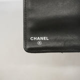 【6id4960】シャネル 長財布 マトラッセ パンチング レザー ブラック シルバー金具【中古】レディース
