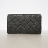 【6id4960】シャネル 長財布 マトラッセ パンチング レザー ブラック シルバー金具【中古】レディース