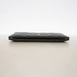 【6id4960】シャネル 長財布 マトラッセ パンチング レザー ブラック シルバー金具【中古】レディース