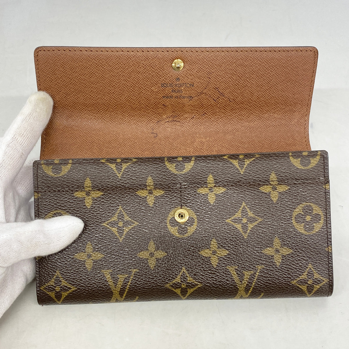 【6id4963】ルイヴィトン 長財布 モノグラム ポシェットポルトモネクレディ M61726 ブラウン【中古】メンズ レディース ユニセックス