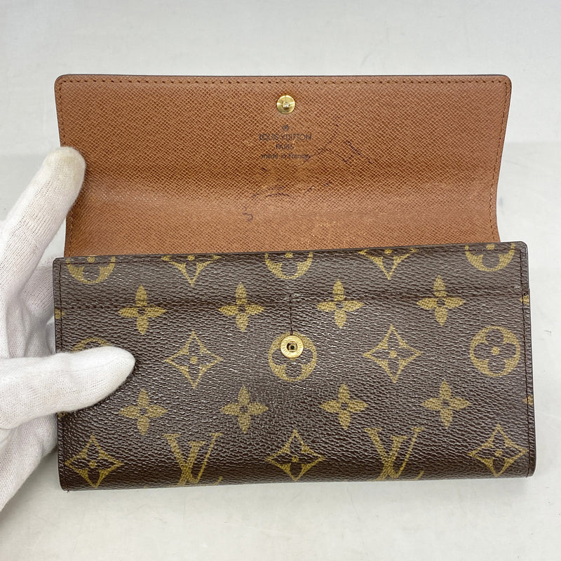 【6id4963】ルイヴィトン 長財布 モノグラム ポシェットポルトモネクレディ M61726 ブラウン【中古】メンズ レディース ユニセックス