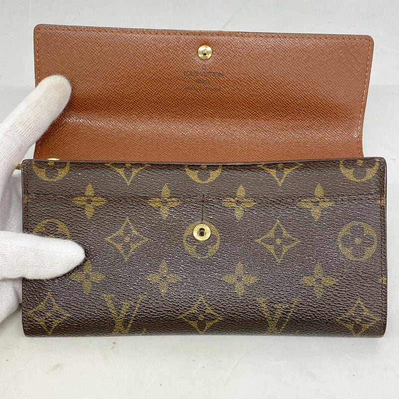 【6id4964】ルイヴィトン 長財布 モノグラム ポシェットポルトモネクレディ M61725 ブラウン【中古】メンズ レディース ユニセックス
