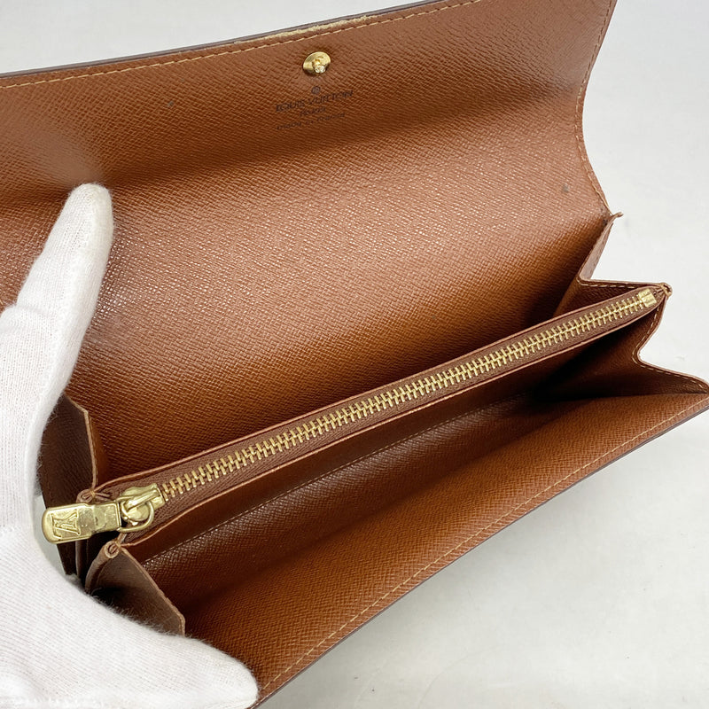 【6id4964】ルイヴィトン 長財布 モノグラム ポシェットポルトモネクレディ M61725 ブラウン【中古】メンズ レディース ユニセックス