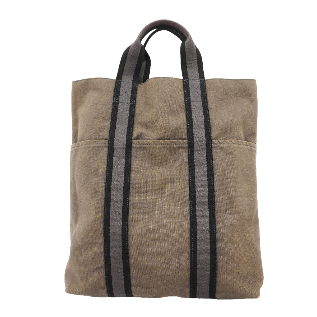 【6id4965】エルメス トートバッグ フールトゥカバス キャンバス グレー シルバー金具【中古】メンズ レディース ユニセックス