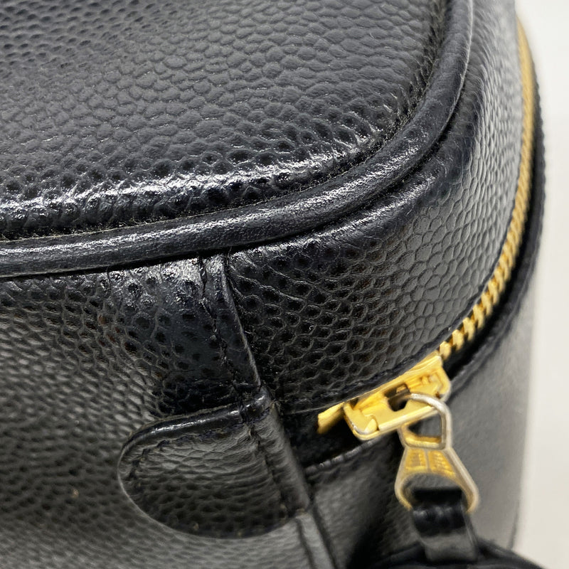 【6id4979】シャネル バニティバッグ キャビアスキン ブラック ゴールド金具【中古】レディース