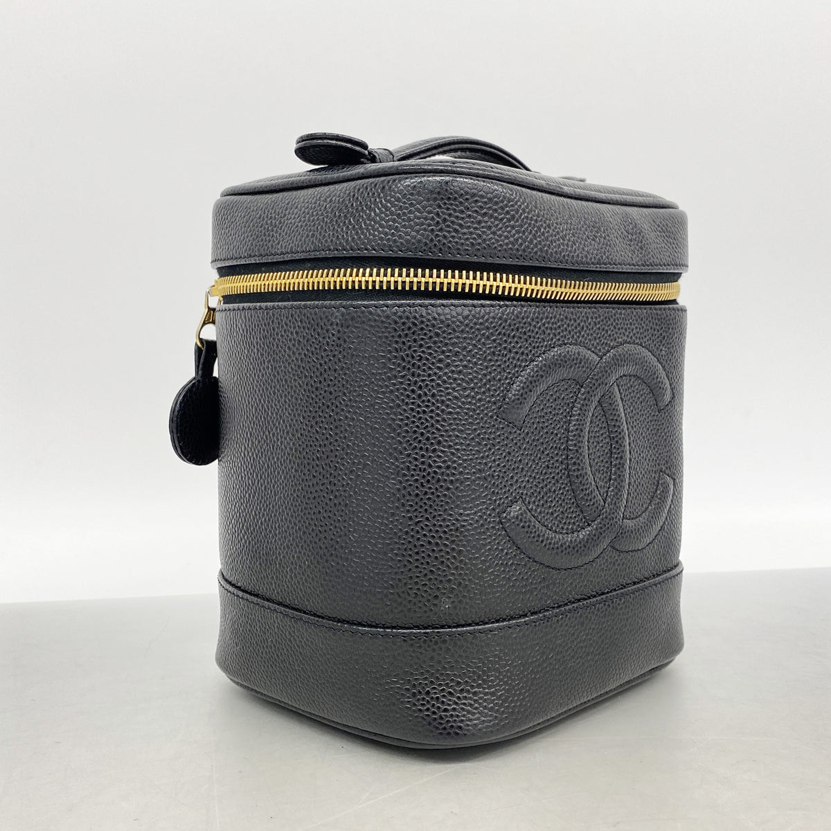 【6id4979】シャネル バニティバッグ キャビアスキン ブラック ゴールド金具【中古】レディース