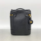 【6id4979】シャネル バニティバッグ キャビアスキン ブラック ゴールド金具【中古】レディース