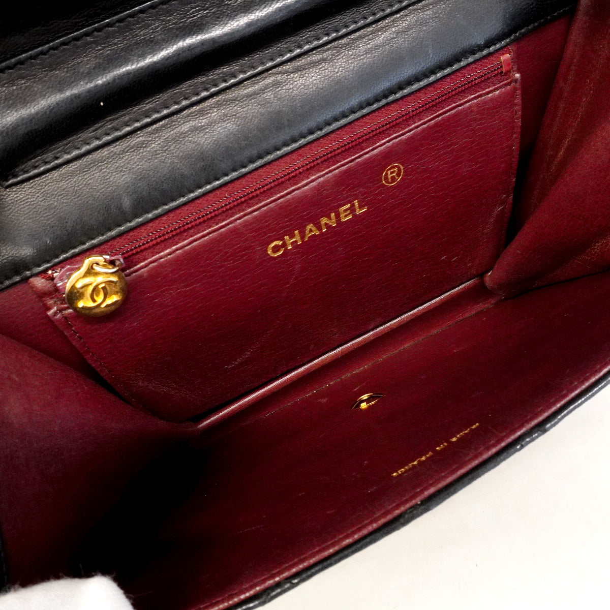 【6id4990】シャネル ショルダーバッグ マトラッセ チェーンショルダー ラムスキン ブラック ゴールド金具【中古】レディース