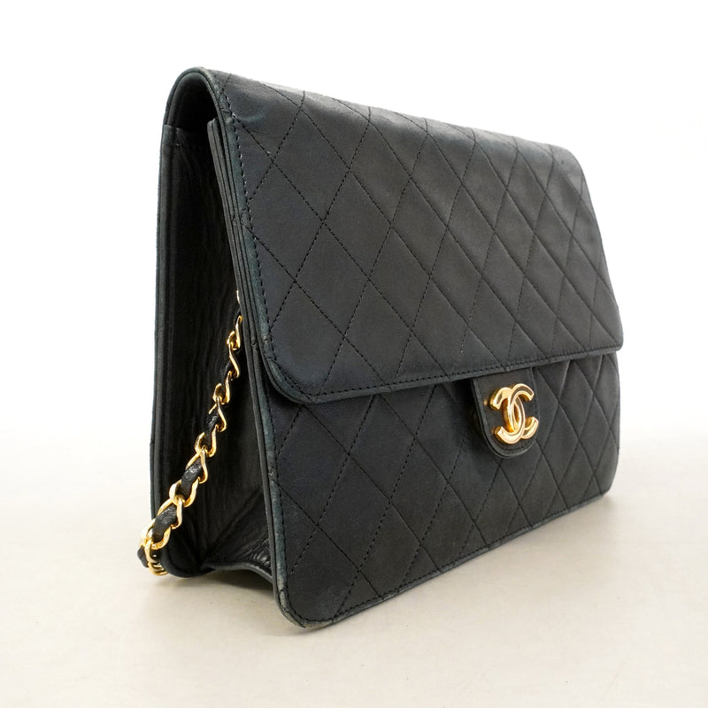 【6id4990】シャネル ショルダーバッグ マトラッセ チェーンショルダー ラムスキン ブラック ゴールド金具【中古】レディース