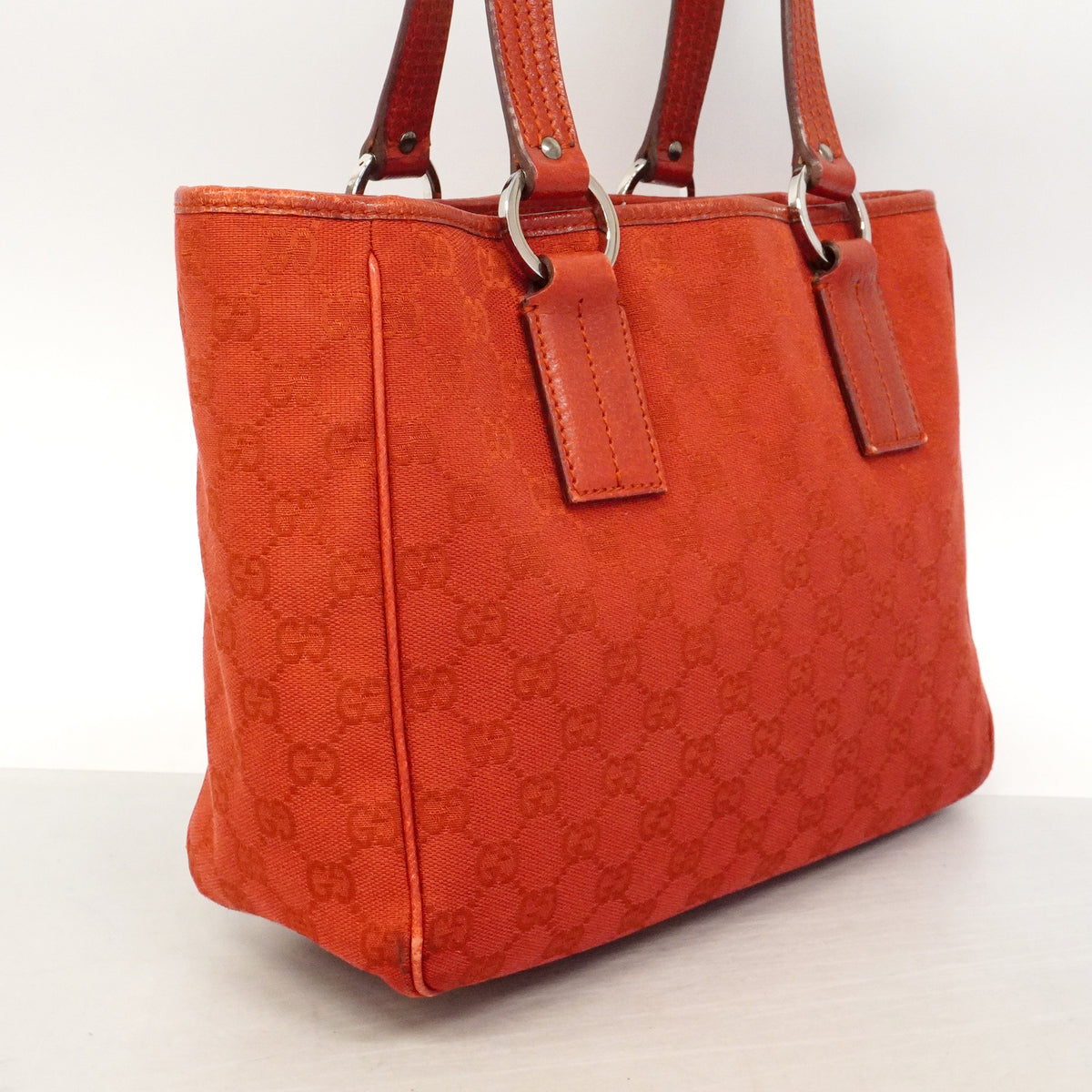 【6id4991】グッチ トートバッグ GGキャンバス 113019 キャンバス レッド シルバー金具【中古】レディース