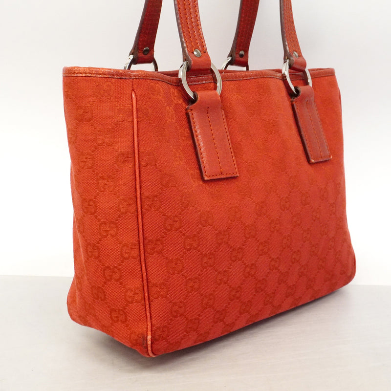 【6id4991】グッチ トートバッグ GGキャンバス 113019 キャンバス レッド シルバー金具【中古】レディース