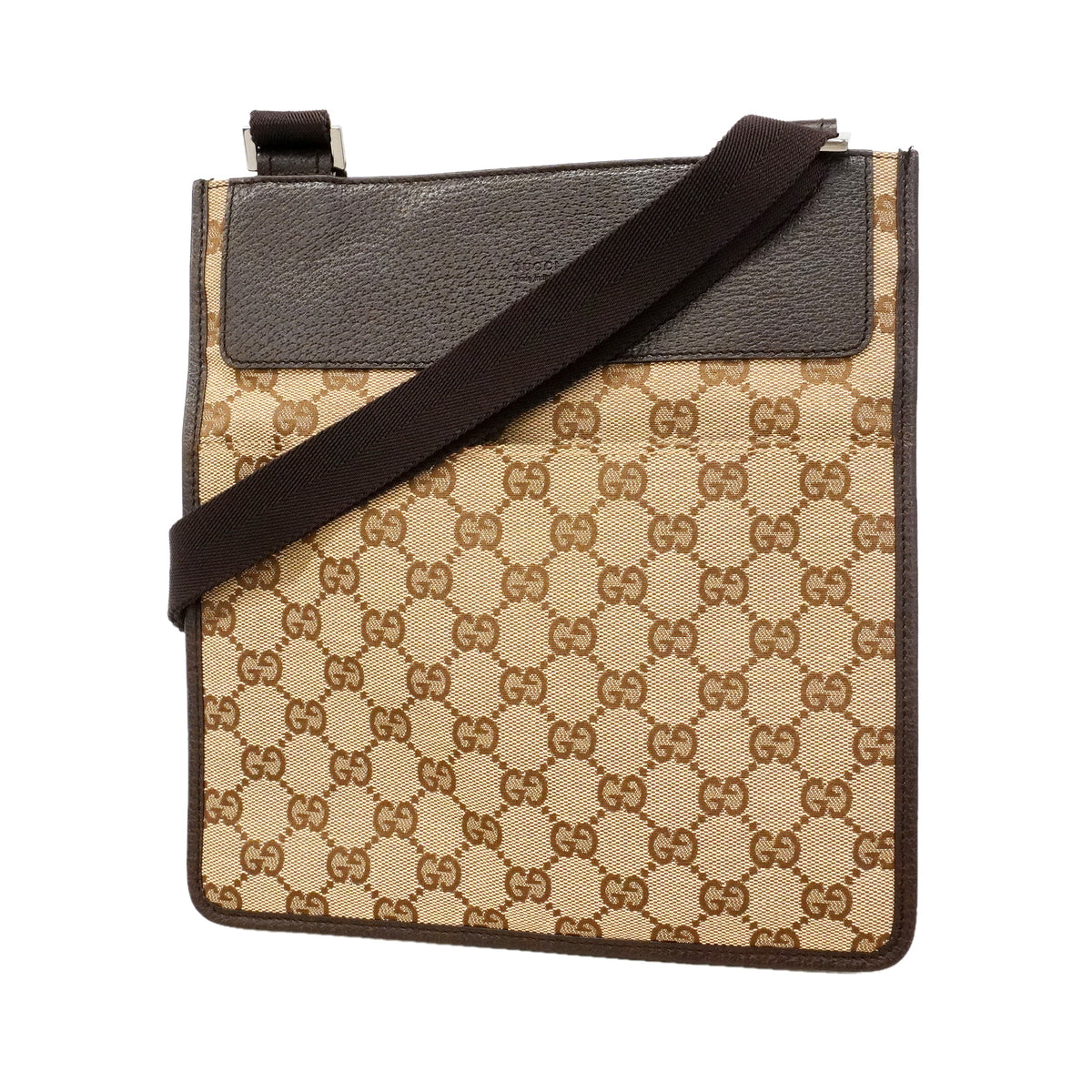 【6id4992】グッチ ショルダーバッグ GGキャンバス 27639 キャンバス ベージュ ブラウン シルバー金具【中古】レディース