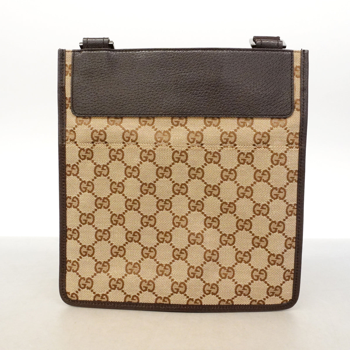【6id4992】グッチ ショルダーバッグ GGキャンバス 27639 キャンバス ベージュ ブラウン シルバー金具【中古】レディース