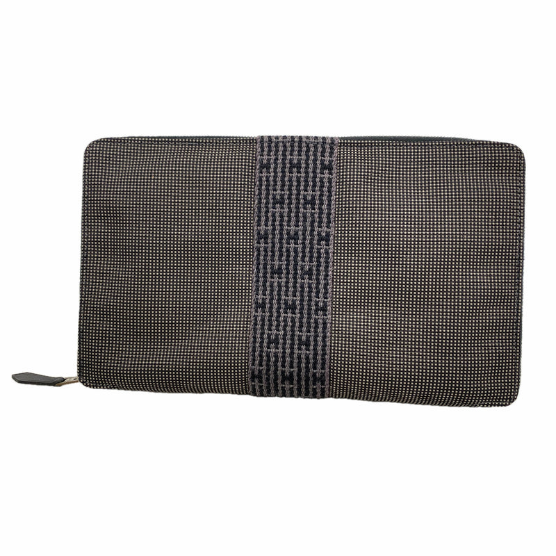 【6id5005】エルメス 長財布 エールラインパースGM ナイロン グレー シルバー金具【中古】メンズ レディース ユニセックス