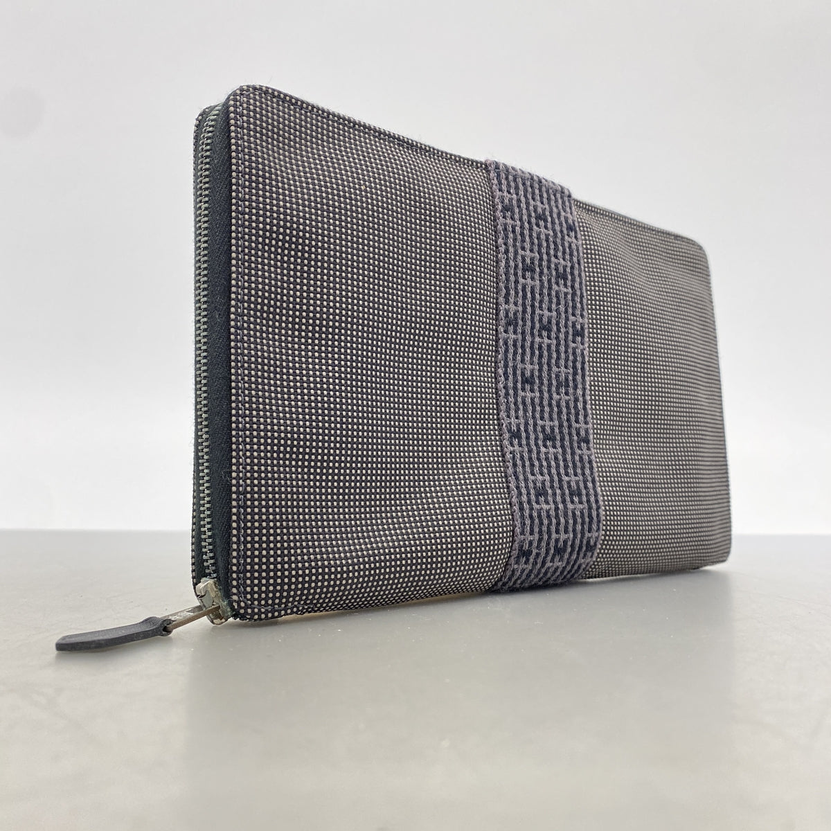 【6id5005】エルメス 長財布 エールラインパースGM ナイロン グレー シルバー金具【中古】メンズ レディース ユニセックス