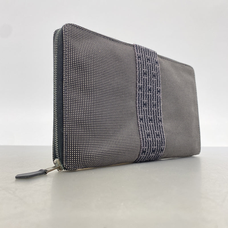 【6id5005】エルメス 長財布 エールラインパースGM ナイロン グレー シルバー金具【中古】メンズ レディース ユニセックス