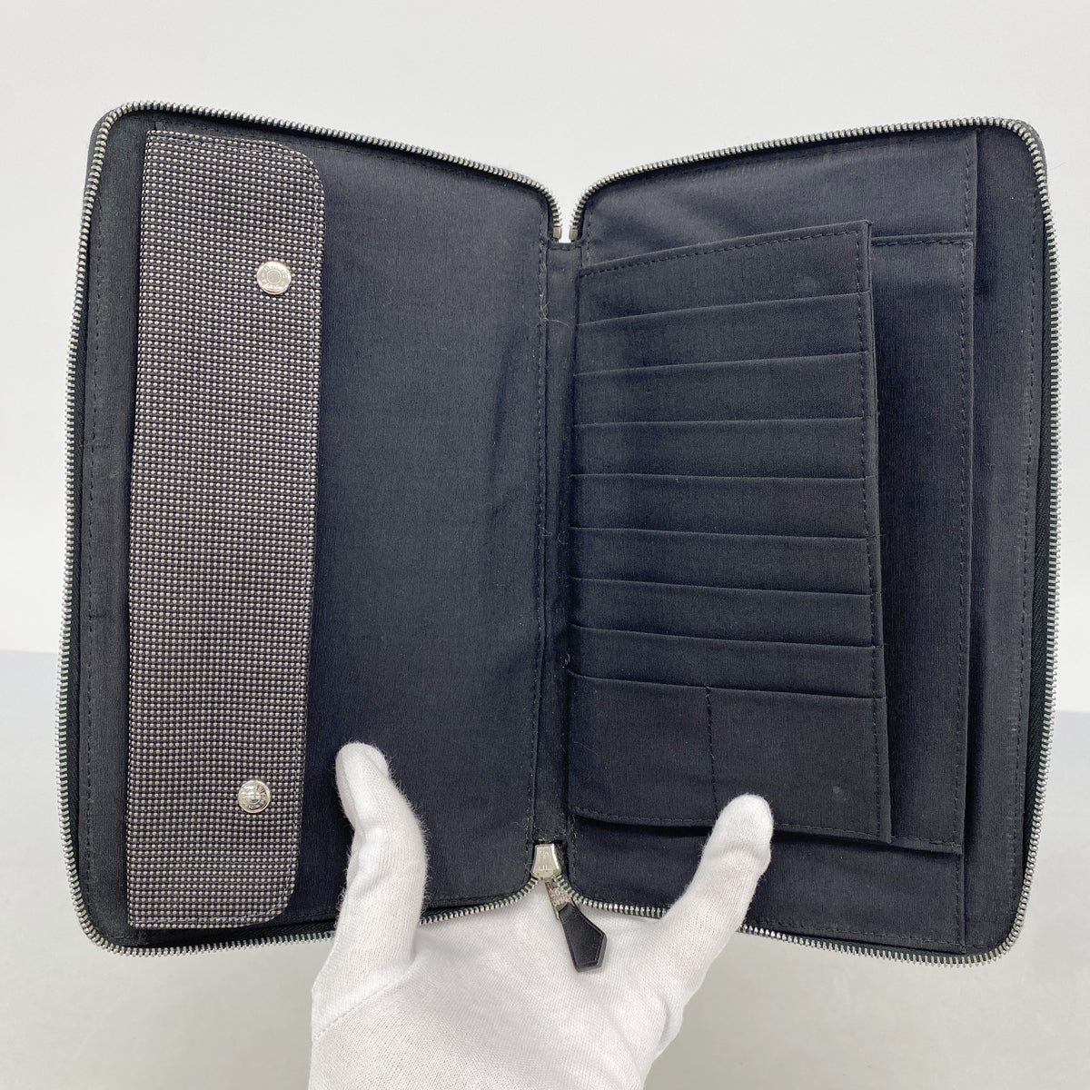 【6id5005】エルメス 長財布 エールラインパースGM ナイロン グレー シルバー金具【中古】メンズ レディース ユニセックス