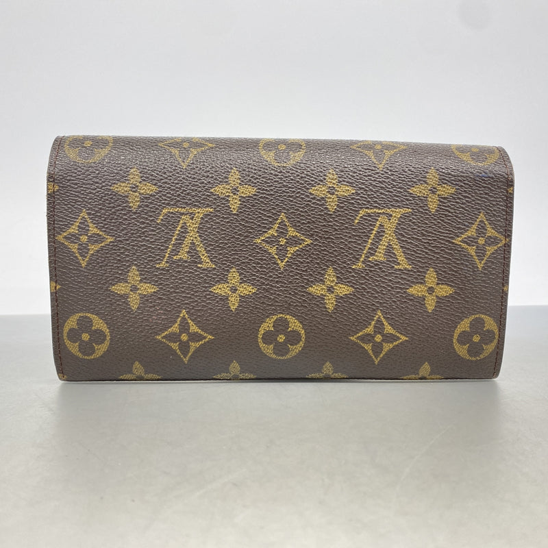【6id5014】ルイヴィトン 長財布 モノグラム ポシェットポルトモネクレディ M61725 ブラウン【中古】メンズ レディース ユニセックス