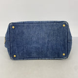 【6id5017】プラダ トートバッグ カナパ デニム ブルー ゴールド金具【中古】レディース