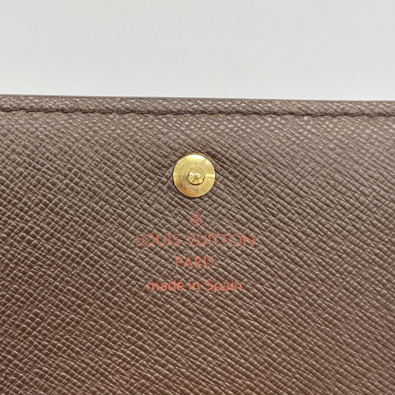 【6id5024】ルイヴィトン 財布 ダミエ ポルトフォイユトレゾール N61736 エベヌ【中古】レディース