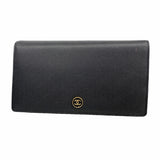 【6id5025】シャネル 長財布 ココボタン レザー ブラック ゴールド金具【中古】メンズ レディース ユニセックス