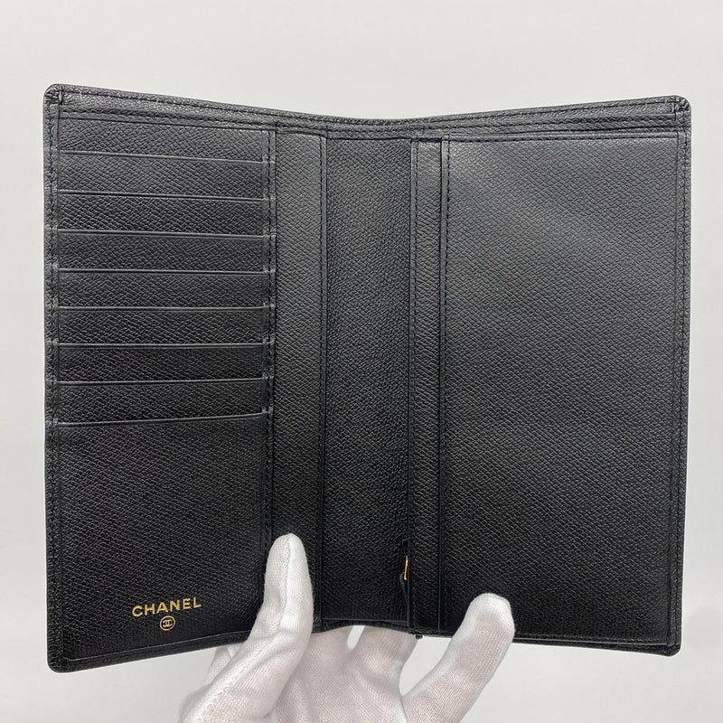【6id5025】シャネル 長財布 ココボタン レザー ブラック ゴールド金具【中古】メンズ レディース ユニセックス