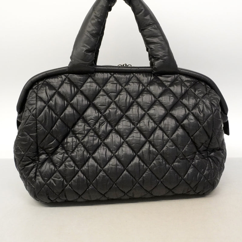 【6id5037】シャネル トートバッグ コココクーン ナイロン ブラック シルバー金具【中古】レディース