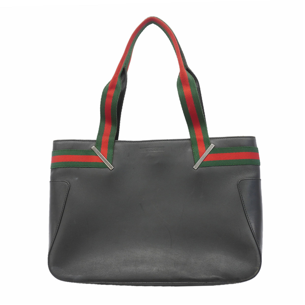 【6id5047】グッチ トートバッグ シェリーライン 73983 レザー ブラック シルバー金具【中古】レディース