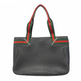【6id5047】グッチ トートバッグ シェリーライン 73983 レザー ブラック シルバー金具【中古】レディース