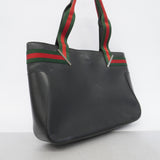 【6id5047】グッチ トートバッグ シェリーライン 73983 レザー ブラック シルバー金具【中古】レディース