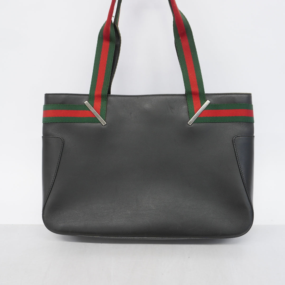 【6id5047】グッチ トートバッグ シェリーライン 73983 レザー ブラック シルバー金具【中古】レディース