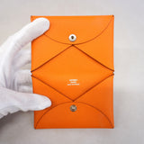 【6id5055】エルメス カードケース カルヴィ ヴォーエプソン オレンジ シルバー金具 □O刻印【中古】メンズ レディース ユニセックス