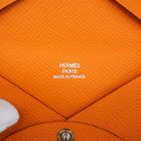 【6id5055】エルメス カードケース カルヴィ ヴォーエプソン オレンジ シルバー金具 □O刻印【中古】メンズ レディース ユニセックス