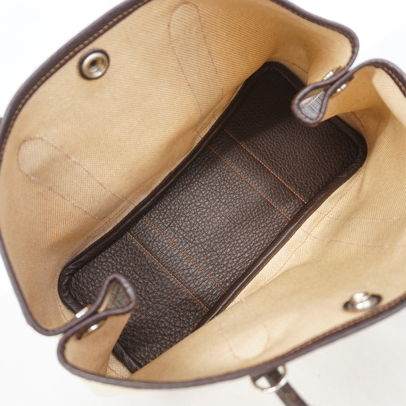 【6id5058】エルメス トートバッグ ガーデンパーティTPM トワルアッシュ ブラウン シルバー金具 □J刻印 2wayバッグ【中古】レディース