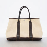 【6id5058】エルメス トートバッグ ガーデンパーティTPM トワルアッシュ ブラウン シルバー金具 □J刻印 2wayバッグ【中古】レディース