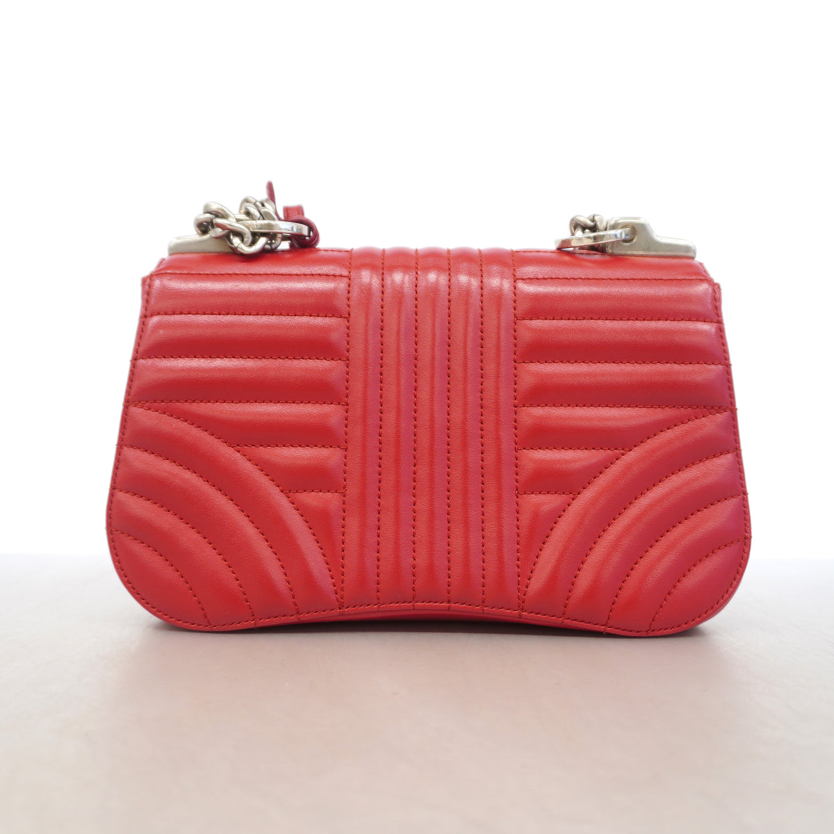 【6id5059】プラダ ショルダーバッグ タイムラグ レザー レッド シルバー金具【中古】レディース