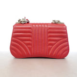 【6id5059】プラダ ショルダーバッグ タイムラグ レザー レッド シルバー金具【中古】レディース