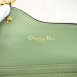 【6id5065】クリスチャンディオール カードケース サドル レザー グリーン ゴールド金具【中古】レディース
