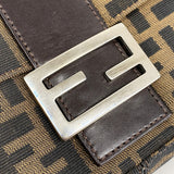 【6id5066】フェンディ ハンドバッグ ズッカ マンマバケット ナイロンキャンバス ブラウン シルバー金具【中古】レディース