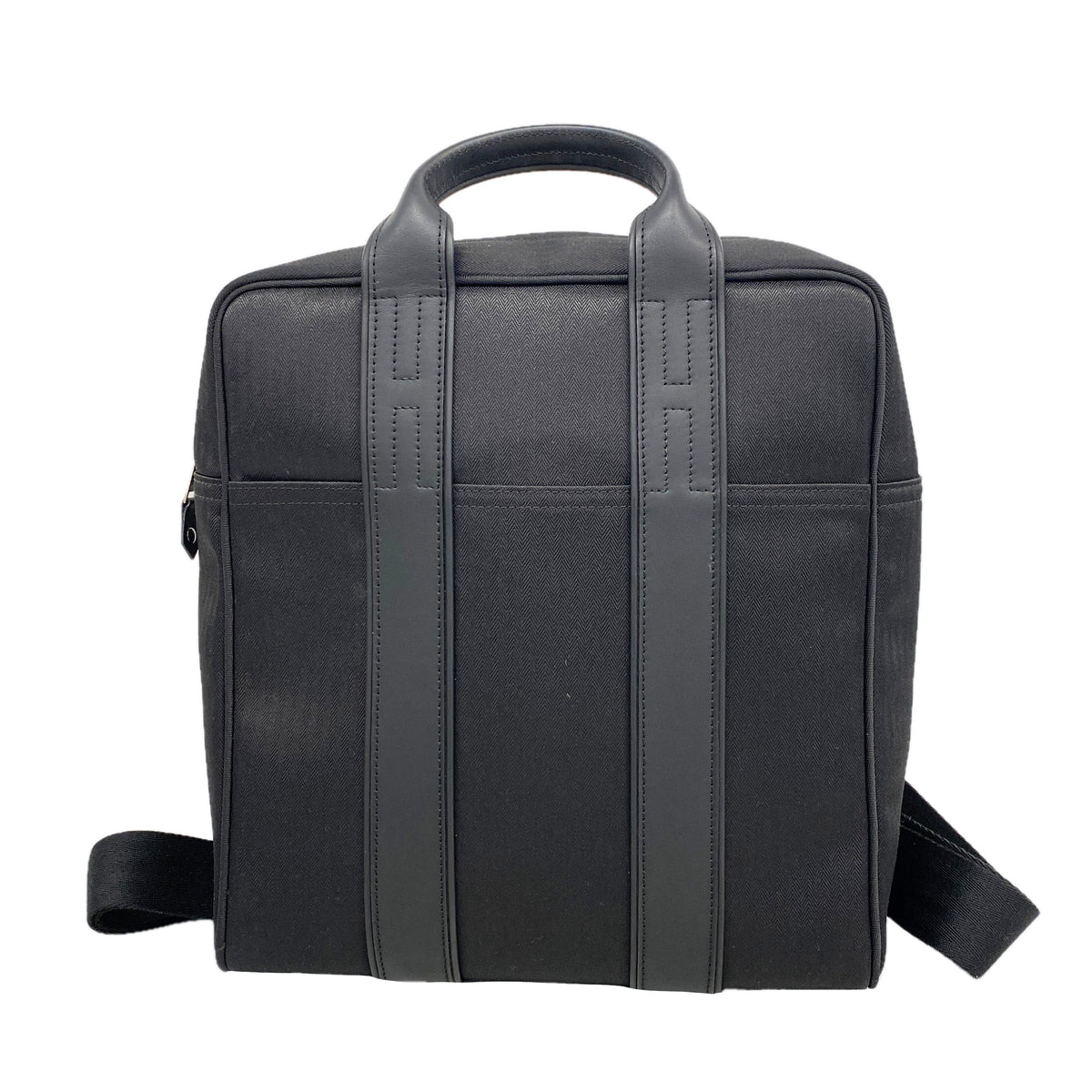 【6id5067】エルメス リュック・デイパック サックアドアカプルコ トワルシェブロン ブラック シルバー金具【中古】メンズ