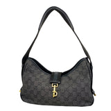 【6id5072】グッチ ショルダーバッグ 92736 デニム ブラック ゴールド金具【中古】レディース