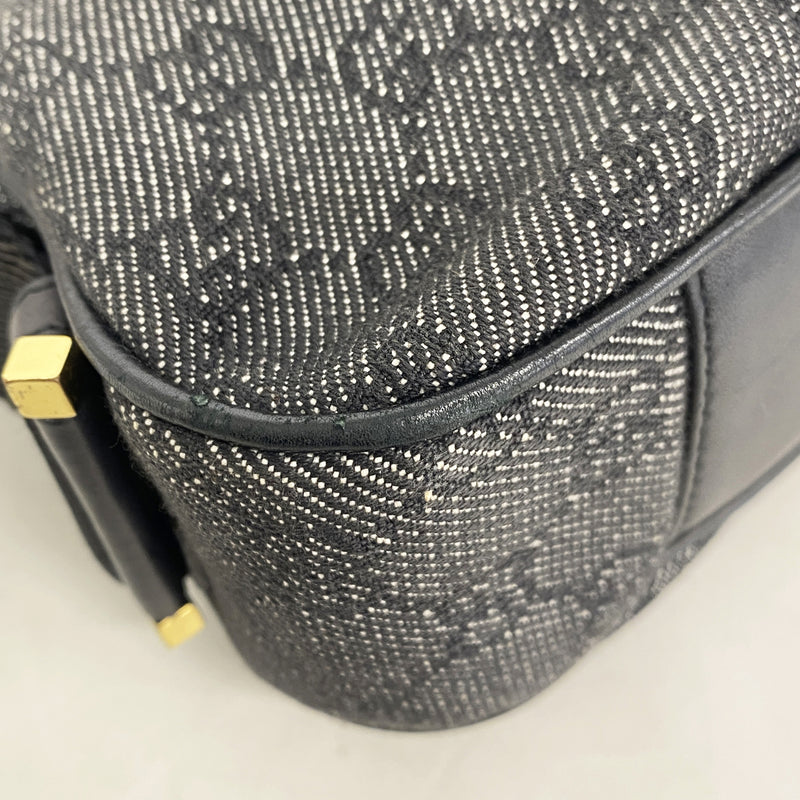【6id5072】グッチ ショルダーバッグ 92736 デニム ブラック ゴールド金具【中古】レディース