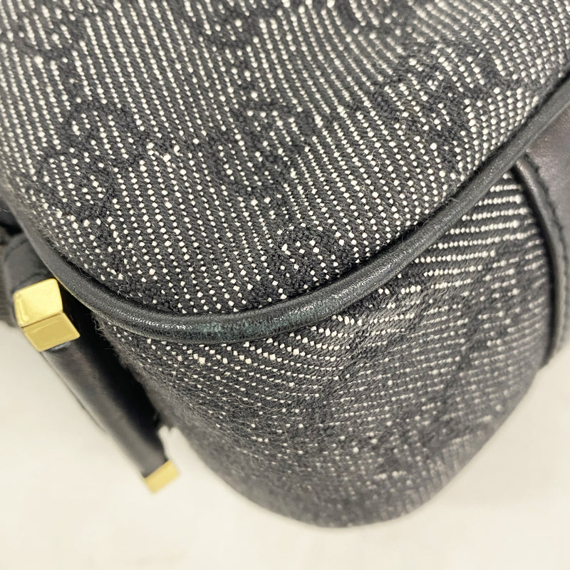 【6id5072】グッチ ショルダーバッグ 92736 デニム ブラック ゴールド金具【中古】レディース